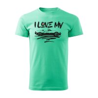 T-SHIRT ♂ | I LOVE MY MX-5 | XL | minze | Vorderseite |...