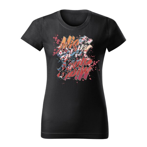T-SHIRT ♀ | 04/2025 | MIATA SAKURA | MX-5 | L | ebonygrau | Vorderseite | mazda/mx5