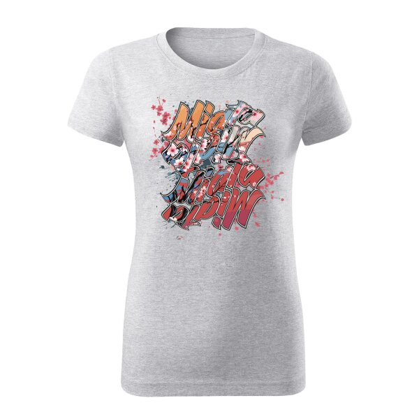 T-SHIRT ♀ | 04/2025 | MIATA SAKURA | MX-5 | L | hellgraumeliert | Vorderseite | mazda/mx5