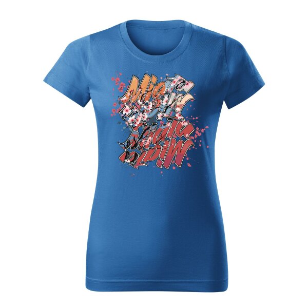 T-SHIRT ♀ | 04/2025 | MIATA SAKURA | MX-5 | M | azurblau | Vorderseite | mazda/mx5