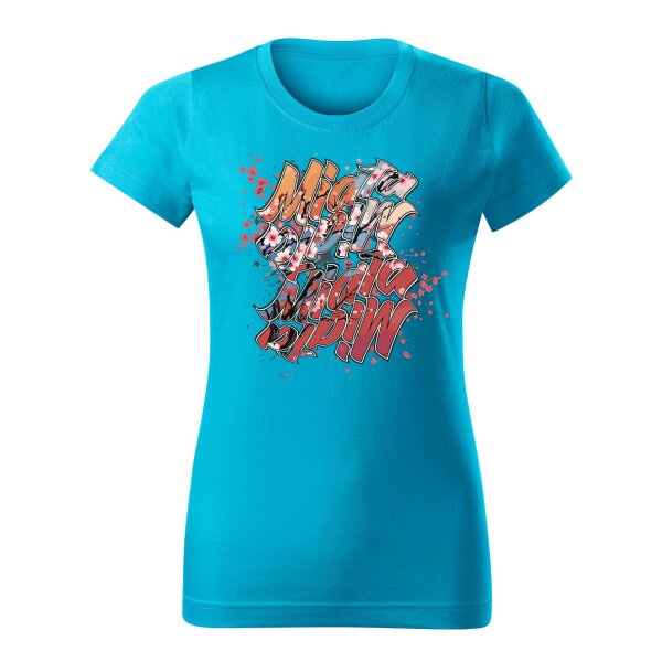 T-SHIRT ♀ | 04/2025 | MIATA SAKURA | MX-5 | M | tuerkisblau | Vorderseite | mazda/mx5