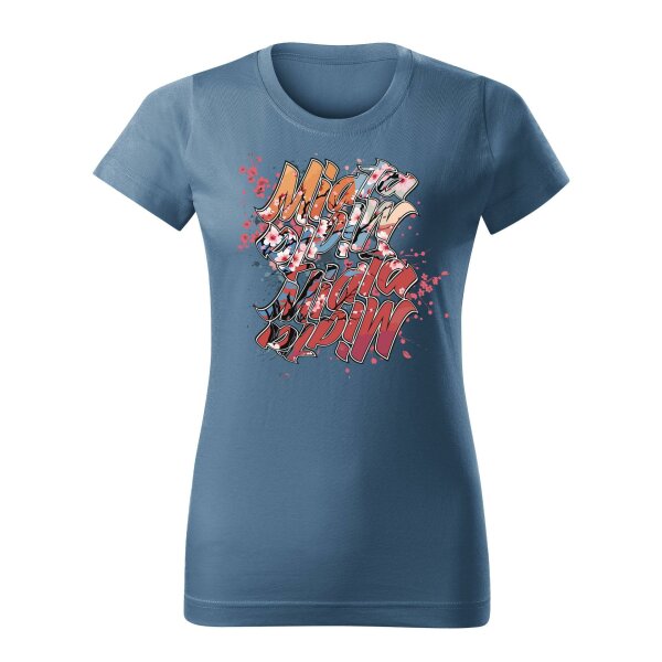 T-SHIRT ♀ | 04/2025 | MIATA SAKURA | MX-5 | L | denim | Vorderseite | mazda/mx5