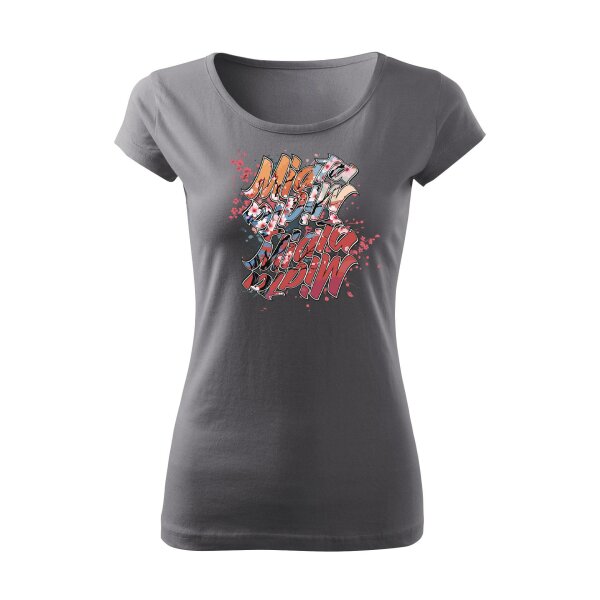 T-SHIRT ♀ | BOATNECK | 04/2025 | MIATA SAKURA | MX-5 | XXL | stahlgrau | Vorderseite | mazda/mx5