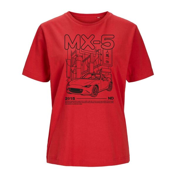 J&J T-SHIRT ♀ | 06/2025 | LINEART | MX-5 | XXL | lipstick-red | Vorderseite/Rückseite | mazda/mx5/nd