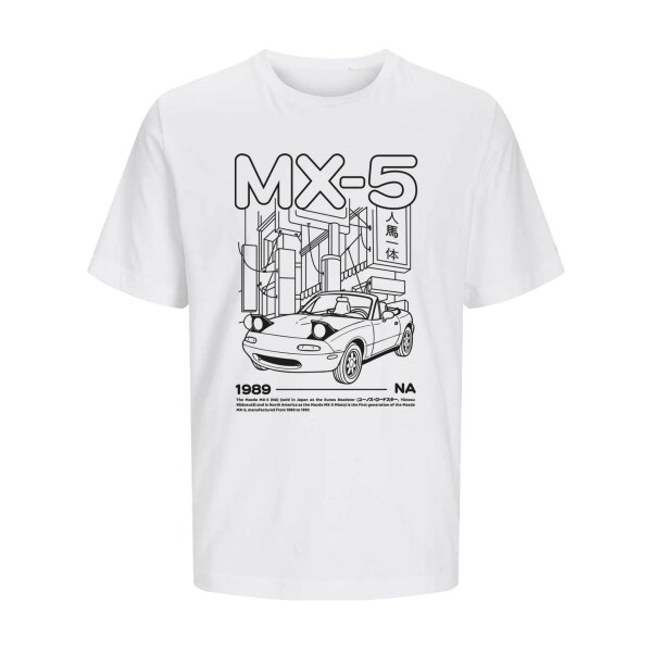 J&J T-SHIRT ♂ | 06/2025 | LINEART | MX-5 | S | white | Vorderseite/Rückseite | mazda/mx5/na