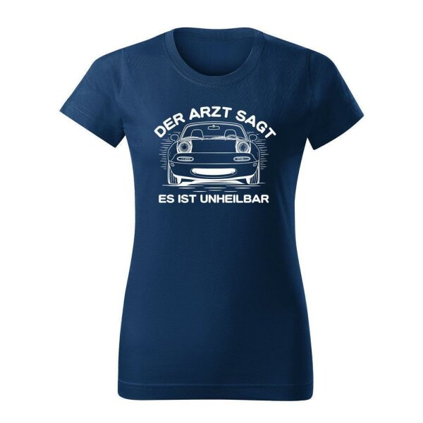 T-SHIRT ♀ | UNHEILBAR | XL | mitternachtsblau | Vorderseite/Rückseite | mazda/mx5/na