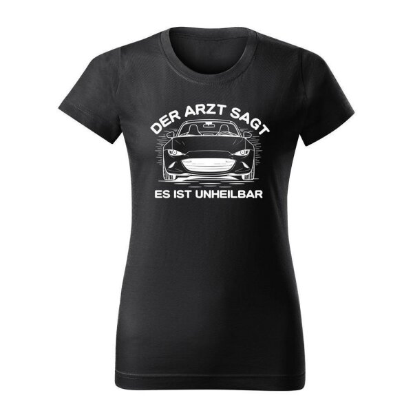 T-SHIRT ♀ | UNHEILBAR | S | ebonygrau | Vorderseite/Rückseite | mazda/mx5/nd