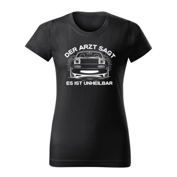 T-SHIRT ♀ | UNHEILBAR | M | ebonygrau | Vorderseite/Rückseite | mazda/mx5/na
