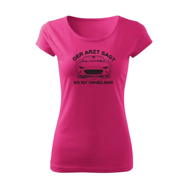 T-SHIRT ♀ | BOATNECK | UNHEILBAR | M | purpur | Vorderseite/Rückseite | mazda/mx5/nd