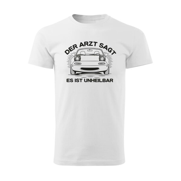 T-SHIRT ♂ | UNHEILBAR | L | weiss | Vorderseite/Rückseite | mazda/mx5/na