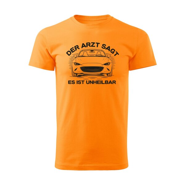 T-SHIRT ♂ | UNHEILBAR | L | mandarineorange | Vorderseite/Rückseite | mazda/mx5/nd