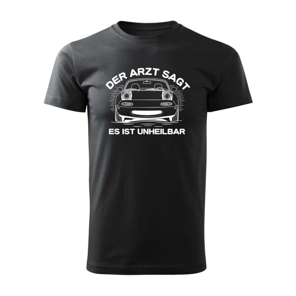 T-SHIRT ♂ | UNHEILBAR | L | ebonygrau | Vorderseite/Rückseite | mazda/mx5/na