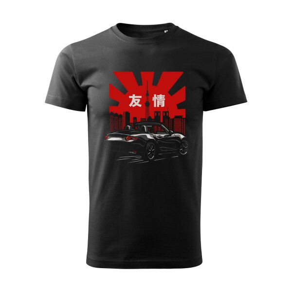 T-SHIRT ♂ | 07/2025 | FRIENDSHIP | MX-5 | M | schwarz | Vorderseite/Rückseite | mazda/mx5/nd