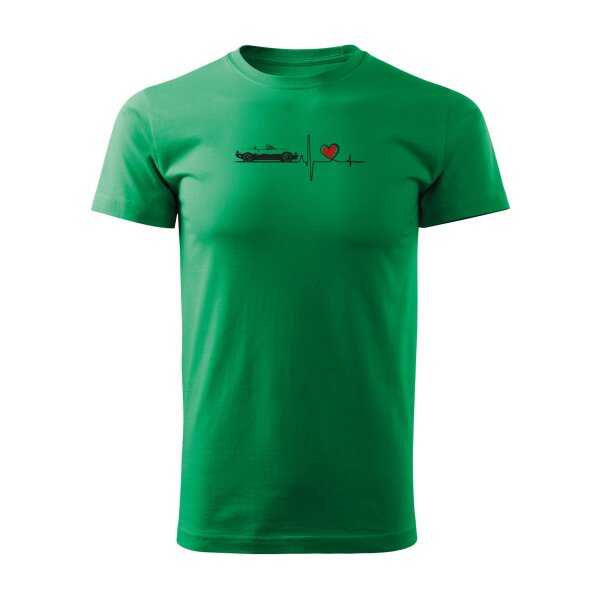 T-SHIRT ♂ | HEARTBEAT - CLASSIC | XL | GRASGRüN | VORDERSEITE | MAZDA/MX5/NA