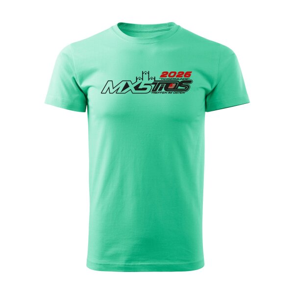 T-SHIRT ♂ | Treffen im Osten 2026 | L | minze | Vorderseite | mazda/mx5