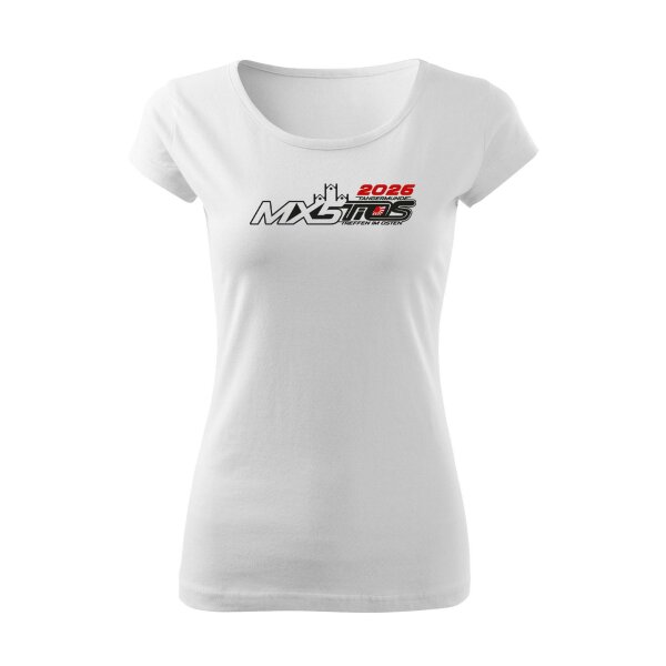 T-SHIRT ♀ | BOATNECK | Treffen im Osten 2026 | S | weiss | Vorderseite | mazda/mx5