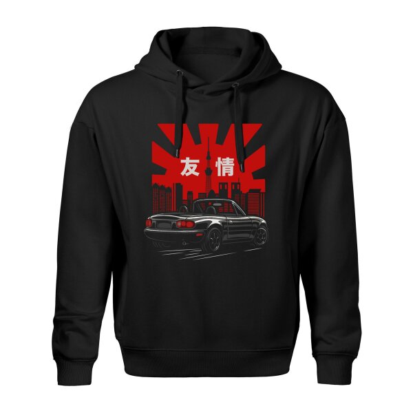 HOODIE II ♂ | 10/25 | FRIENDSHIP | S | schwarz | Vorderseite | mazda/mx5/na