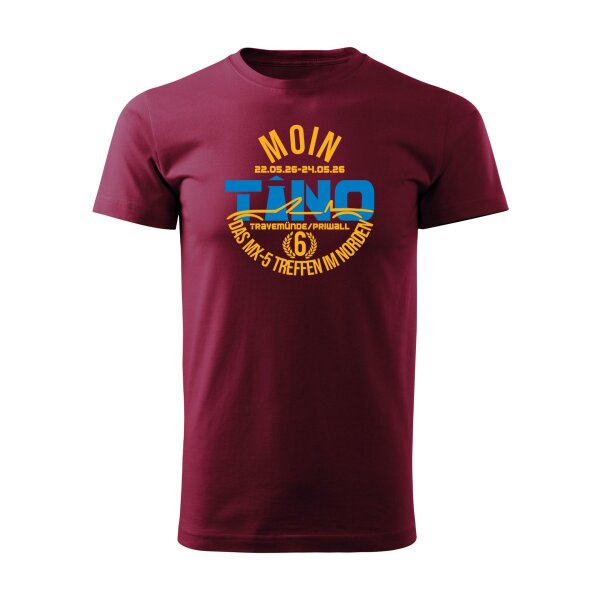 T-SHIRT ♂ | TINO | 3XL | granatrot | Vorderseite | mazda/mx5