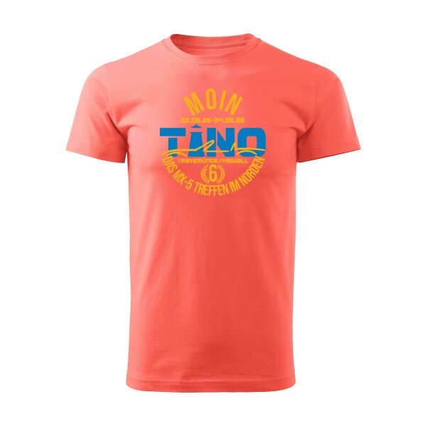 T-SHIRT ♂ | TINO | L | koralle | Vorderseite | mazda/mx5